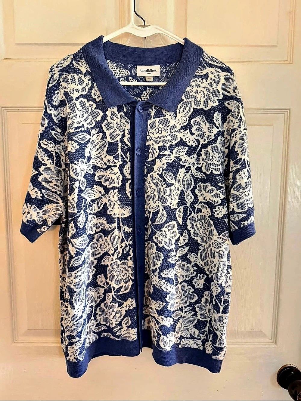 Goodfellow & Co Men's Floral Print Short Sleeve Full-Button Polo
